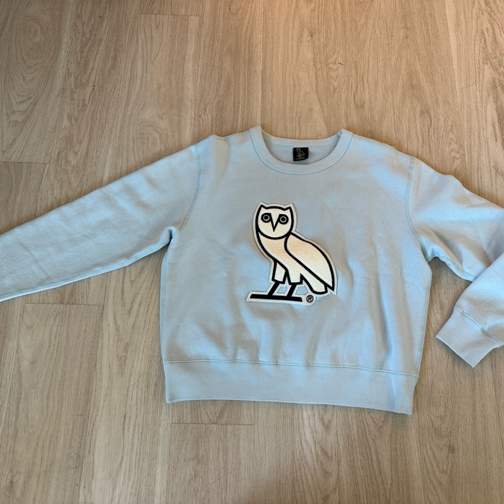 OVO Women’s OG Owl Crewneck Sky Baby Blue Chenille MEDIUM